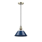 Golden Lighting Orwell Yep By Golden Lighting Orwell 1-light 10in Pendant In Aged Brass And Navy Blue Shade