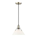 Golden Lighting 3306-M AB-OP Aged Brass Yep By Golden Lighting Orwell 1-light 10in Pendant In Aged Brass And Opal Glass Image 1