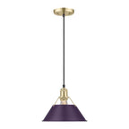 Golden Lighting Orwell Yep By Golden Lighting Orwell 1-light 10in Pendant In Aged Brass And Exotic Purple Shade