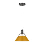 Golden Lighting Orwell Yep By Golden Lighting Orwell 1-light 10in Pendant In Aged Brass And Auric Yellow Shade