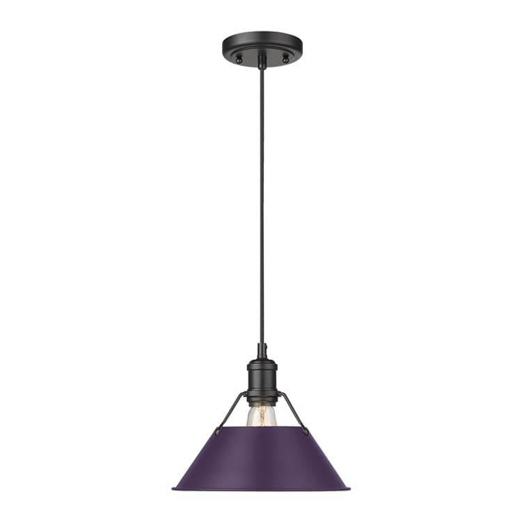 Golden Lighting Orwell Yep By Golden Lighting Orwell 1-light 10in Pendant In Aged Brass And Exotic Purple Shade