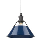 Golden Lighting Orwell Yep By Golden Lighting Orwell 1-light 10in Pendant In Aged Brass And Navy Blue Shade