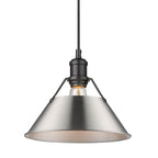 Golden Lighting Orwell Yep By Golden Lighting Orwell 1-light 10in Pendant In Aged Brass And Pewter Shade