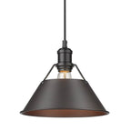Golden Lighting Orwell Yep By Golden Lighting Orwell 1-light 10in Pendant In Aged Brass And Rubbed Bronze Shade