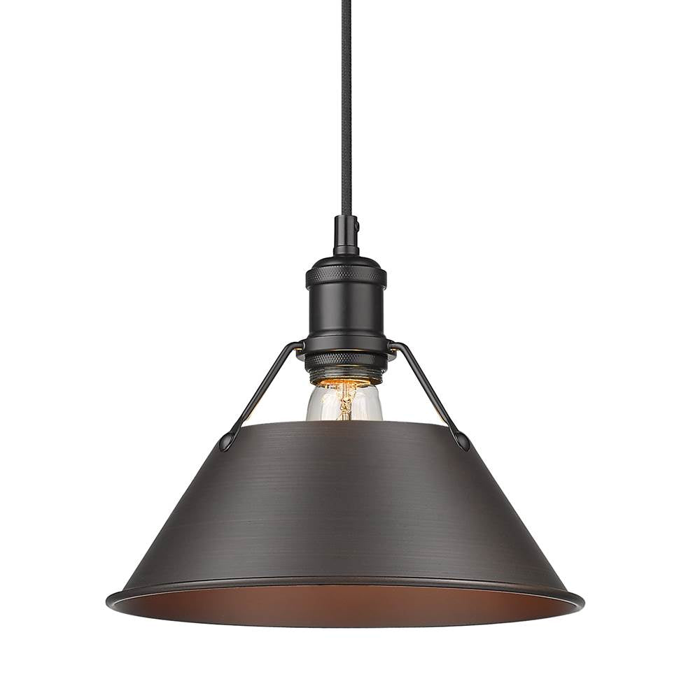 Golden Lighting Orwell Yep By Golden Lighting Orwell 1-light 10in Pendant In Aged Brass And Rubbed Bronze Shade