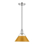 Golden Lighting Orwell Yep By Golden Lighting Orwell 1-light 10in Pendant In Aged Brass And Auric Yellow Shade