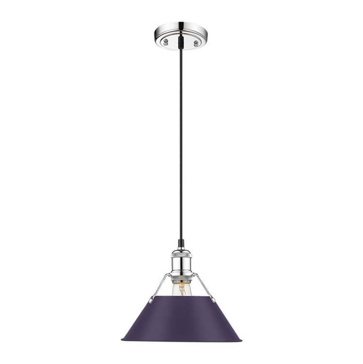 Golden Lighting Orwell Yep By Golden Lighting Orwell 1-light 10in Pendant In Aged Brass And Exotic Purple Shade