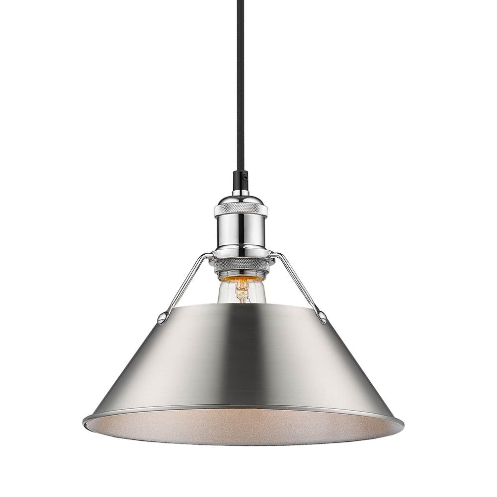 Golden Lighting Orwell Yep By Golden Lighting Orwell 1-light 10in Pendant In Aged Brass And Pewter Shade