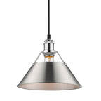 Golden Lighting Orwell Yep By Golden Lighting Orwell 1-light 10in Pendant In Aged Brass And Pewter Shade