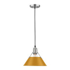 Golden Lighting Orwell Yep By Golden Lighting Orwell 1-light 10in Pendant In Aged Brass And Auric Yellow Shade