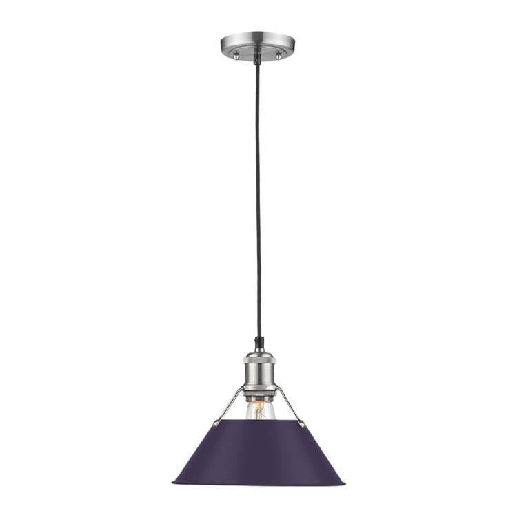 Golden Lighting Orwell Yep By Golden Lighting Orwell 1-light 10in Pendant In Aged Brass And Exotic Purple Shade