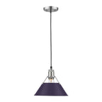Golden Lighting Orwell Yep By Golden Lighting Orwell 1-light 10in Pendant In Aged Brass And Exotic Purple Shade