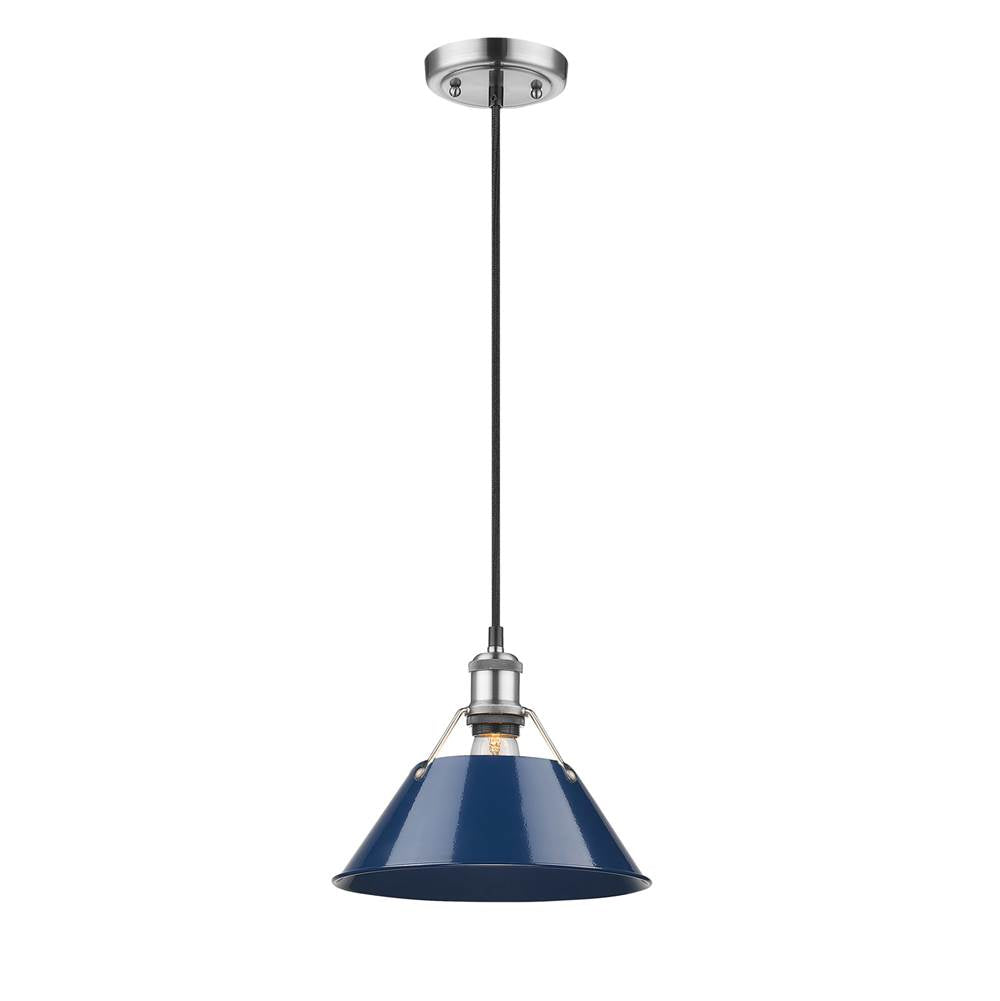Golden Lighting Orwell Yep By Golden Lighting Orwell 1-light 10in Pendant In Aged Brass And Navy Blue Shade