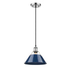 Golden Lighting Orwell Yep By Golden Lighting Orwell 1-light 10in Pendant In Aged Brass And Navy Blue Shade