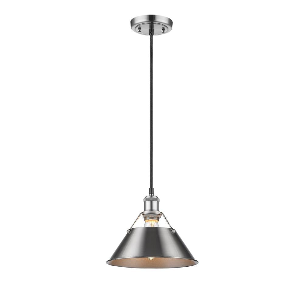 Golden Lighting Orwell Yep By Golden Lighting Orwell 1-light 10in Pendant In Aged Brass And Pewter Shade