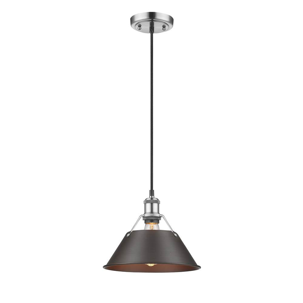 Golden Lighting Orwell Yep By Golden Lighting Orwell 1-light 10in Pendant In Aged Brass And Rubbed Bronze Shade