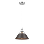 Golden Lighting Orwell Yep By Golden Lighting Orwell 1-light 10in Pendant In Aged Brass And Rubbed Bronze Shade