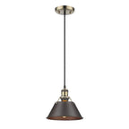 Golden Lighting Orwell Yep By Golden Lighting Orwell 1-light 8in Pendant In Aged Brass And Rubbed Bronze Shade