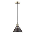Golden Lighting 3306-S AB-RBZ Aged Brass Yep By Golden Lighting Orwell 1-light 8in Pendant In Aged Brass And Rubbed Bronze Shade Image 1
