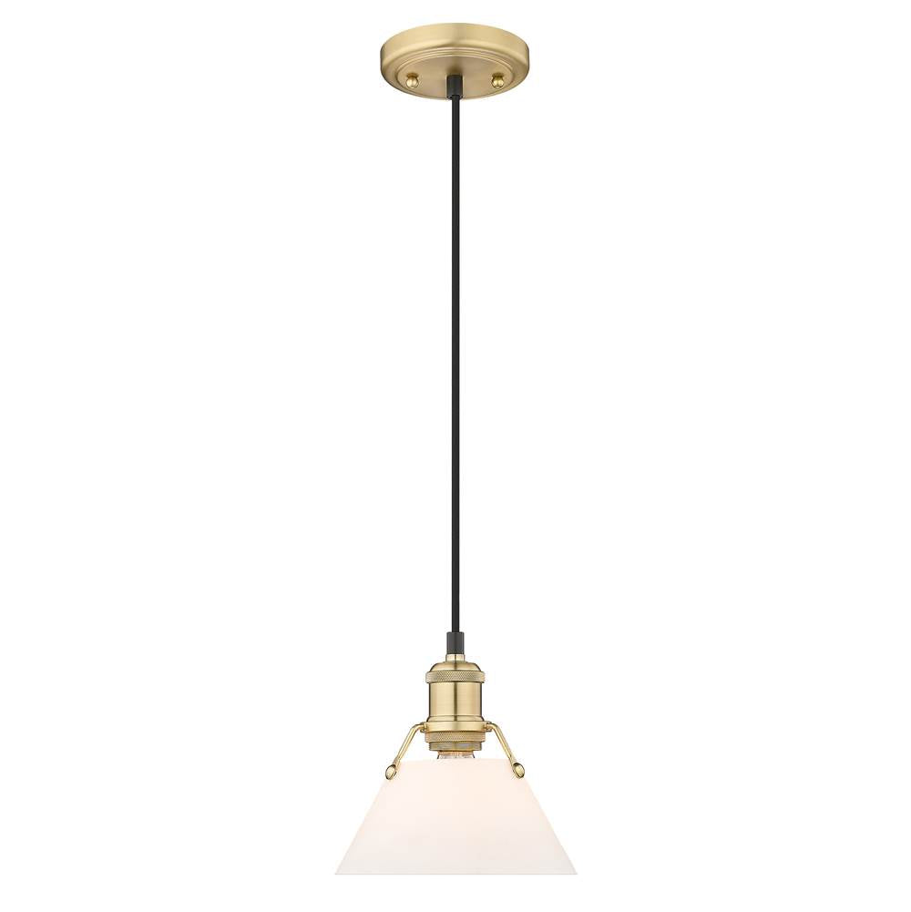 Golden Lighting Orwell Yep By Golden Lighting Orwell 1-light 8in Pendant In Aged Brass And Opal Glass