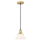 Golden Lighting Orwell Yep By Golden Lighting Orwell 1-light 8in Pendant In Aged Brass And Opal Glass