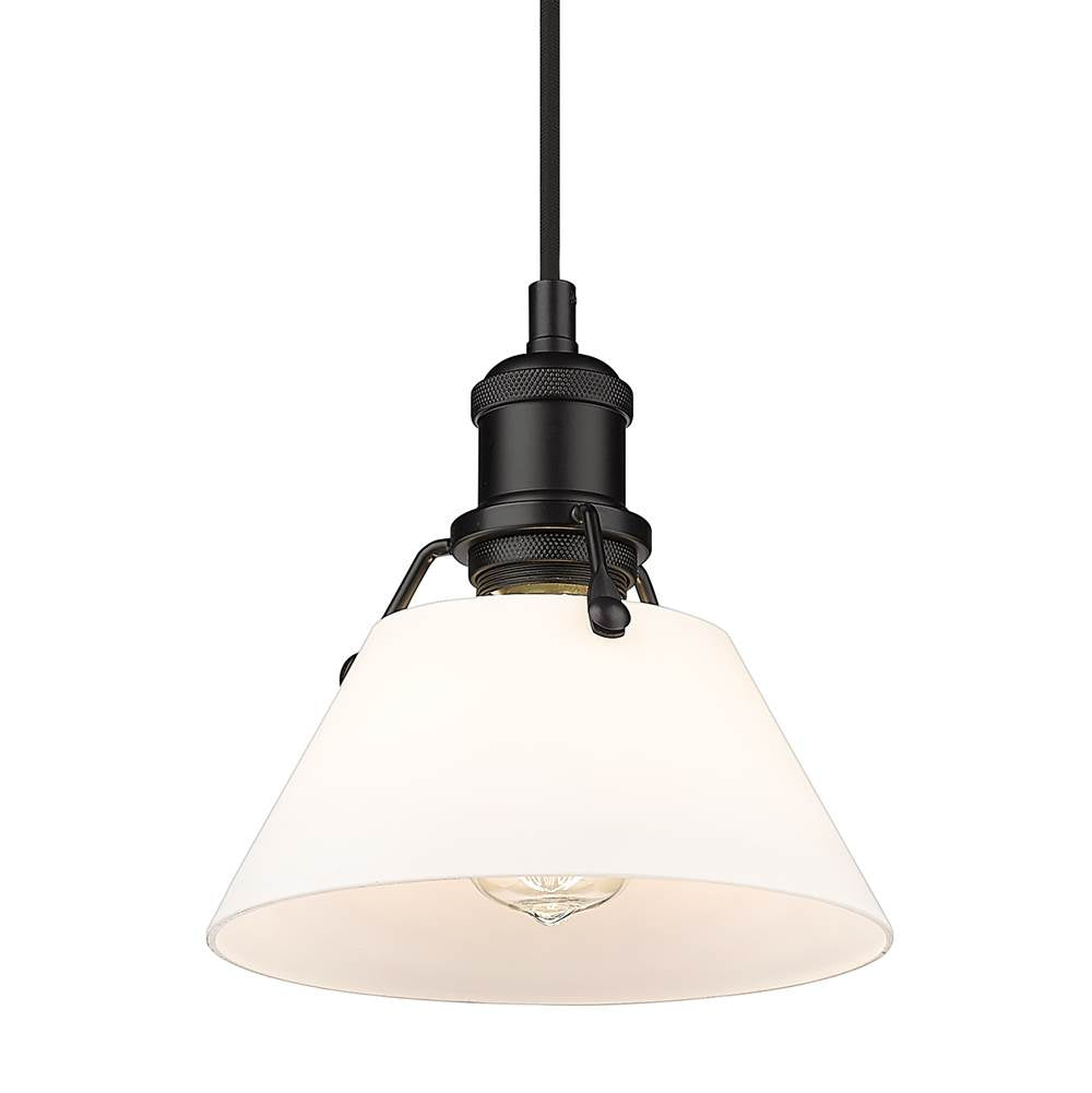Golden Lighting 3306-S BLK-OP Matte Black Yep By Golden Lighting Orwell 1-light 8in Pendant In Matte Black And Opal Glass Image 4