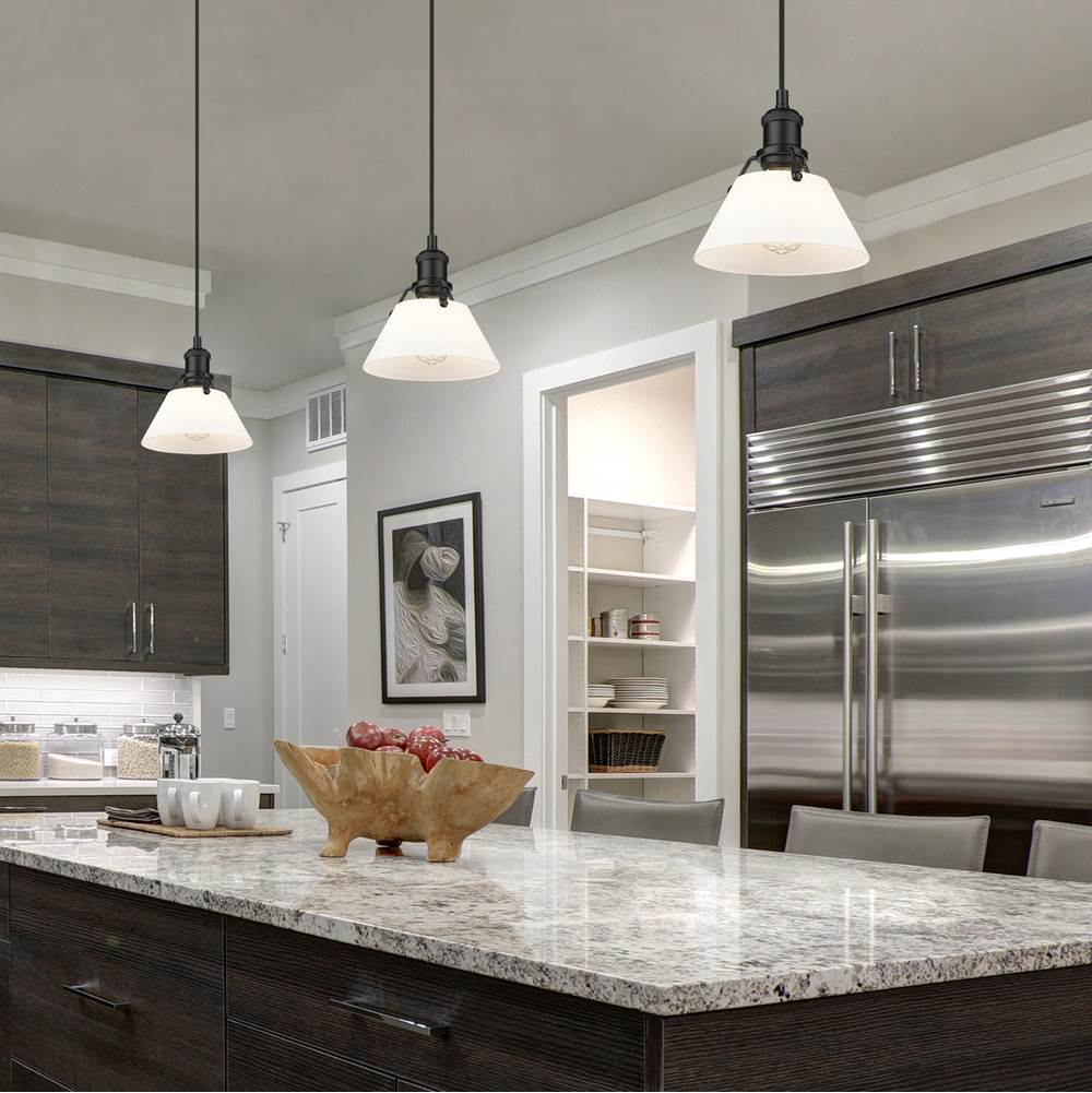 Golden Lighting 3306-S BLK-OP Matte Black Yep By Golden Lighting Orwell 1-light 8in Pendant In Matte Black And Opal Glass Image 2
