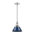 Golden Lighting Orwell Yep By Golden Lighting Orwell 1-light 8in Pendant In Aged Brass And Navy Blue Shade