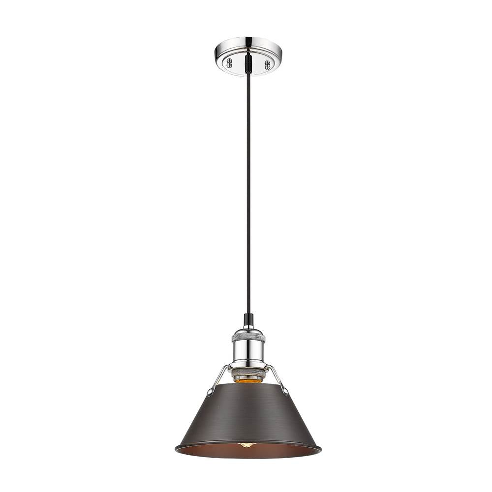 Golden Lighting Orwell Yep By Golden Lighting Orwell 1-light 8in Pendant In Aged Brass And Rubbed Bronze Shade