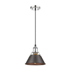Golden Lighting Orwell Yep By Golden Lighting Orwell 1-light 8in Pendant In Aged Brass And Rubbed Bronze Shade