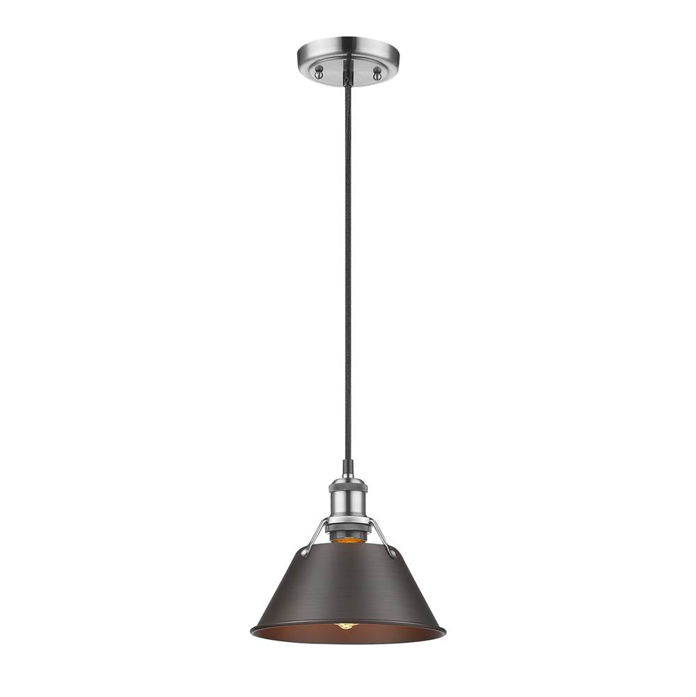 Golden Lighting Orwell Yep By Golden Lighting Orwell 1-light 8in Pendant In Aged Brass And Rubbed Bronze Shade