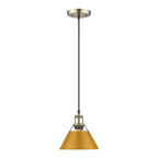 Golden Lighting Orwell Yep By Golden Lighting Orwell 1-light 8in Pendant In Aged Brass And Auric Yellow Shade