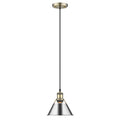 Golden Lighting 3306-S AB-CH Aged Brass Yep By Golden Lighting Orwell 1-light 8in Pendant In Aged Brass And Chrome Shade Image 1
