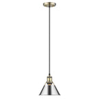 Golden Lighting 3306-S AB-CH Aged Brass Yep By Golden Lighting Orwell 1-light 8in Pendant In Aged Brass And Chrome Shade Image 1