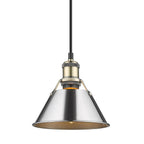 Golden Lighting Orwell Yep By Golden Lighting Orwell 1-light 8in Pendant In Aged Brass And Chrome Shade