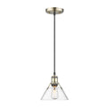 Golden Lighting 3306-S AB-CLR Aged Brass Yep By Golden Lighting Orwell 1-light 8in Pendant In Aged Brass And Clear Glass Image 1