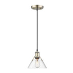 Golden Lighting 3306-S AB-CLR Aged Brass Yep By Golden Lighting Orwell 1-light 8in Pendant In Aged Brass And Clear Glass Image 1