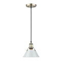 Golden Lighting 3306-S AB-DB Aged Brass Yep By Golden Lighting Orwell 1-light 8in Pendant In Aged Brass And Dusky Blue Shade Image 1