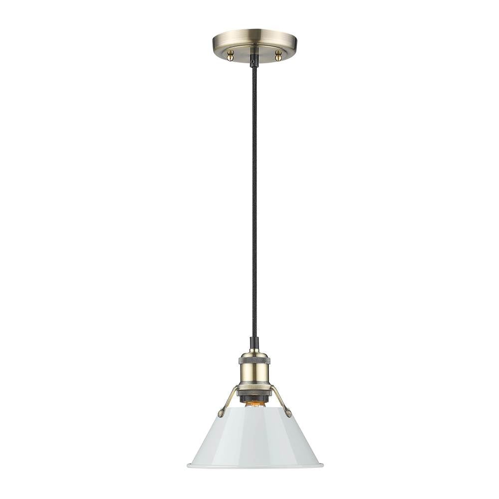 Golden Lighting 3306-S AB-DB Aged Brass Yep By Golden Lighting Orwell 1-light 8in Pendant In Aged Brass And Dusky Blue Shade Image 1