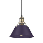 Golden Lighting 3306-S AB-EP Aged Brass Yep By Golden Lighting Orwell 1-light 8in Pendant In Aged Brass And Exotic Purple Shade Image 1