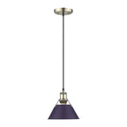 Golden Lighting Orwell Yep By Golden Lighting Orwell 1-light 8in Pendant In Aged Brass And Exotic Purple Shade