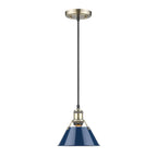Golden Lighting 3306-S AB-NVY Aged Brass Yep By Golden Lighting Orwell 1-light 8in Pendant In Aged Brass And Navy Blue Shade Image 1