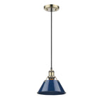 Golden Lighting Orwell Yep By Golden Lighting Orwell 1-light 8in Pendant In Aged Brass And Navy Blue Shade
