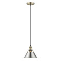Golden Lighting 3306-S AB-PW Aged Brass Yep By Golden Lighting Orwell 1-light 8in Pendant In Aged Brass And Pewter Shade Image 1