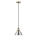 Golden Lighting 3306-S AB-PW Aged Brass Yep By Golden Lighting Orwell 1-light 8in Pendant In Aged Brass And Pewter Shade Image 1
