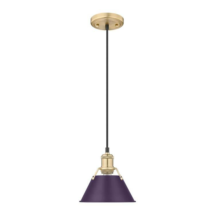 Golden Lighting Orwell Yep By Golden Lighting Orwell 1-light 8in Pendant In Aged Brass And Exotic Purple Shade