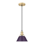 Golden Lighting Orwell Yep By Golden Lighting Orwell 1-light 8in Pendant In Aged Brass And Exotic Purple Shade