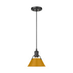 Golden Lighting Orwell Yep By Golden Lighting Orwell 1-light 8in Pendant In Aged Brass And Auric Yellow Shade