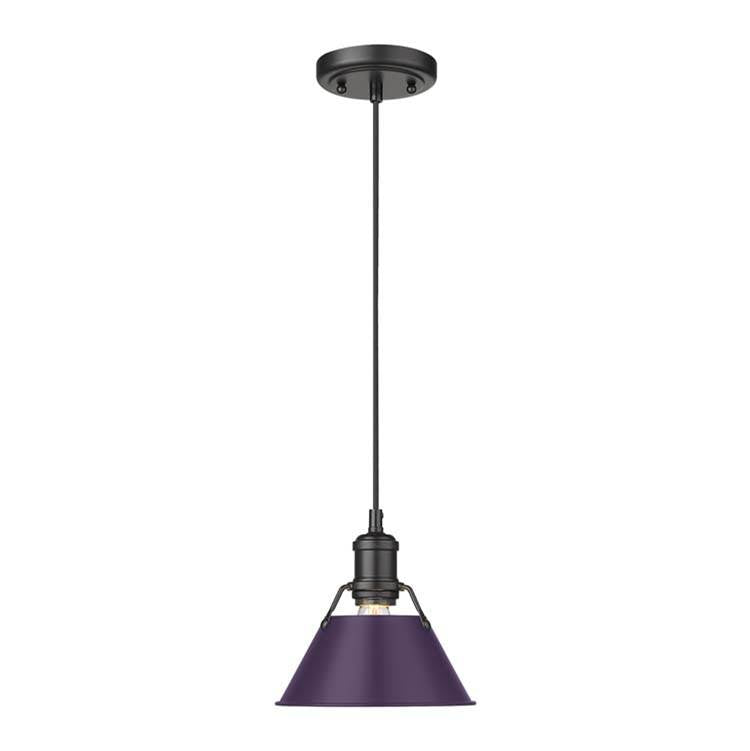 Golden Lighting Orwell Yep By Golden Lighting Orwell 1-light 8in Pendant In Aged Brass And Exotic Purple Shade
