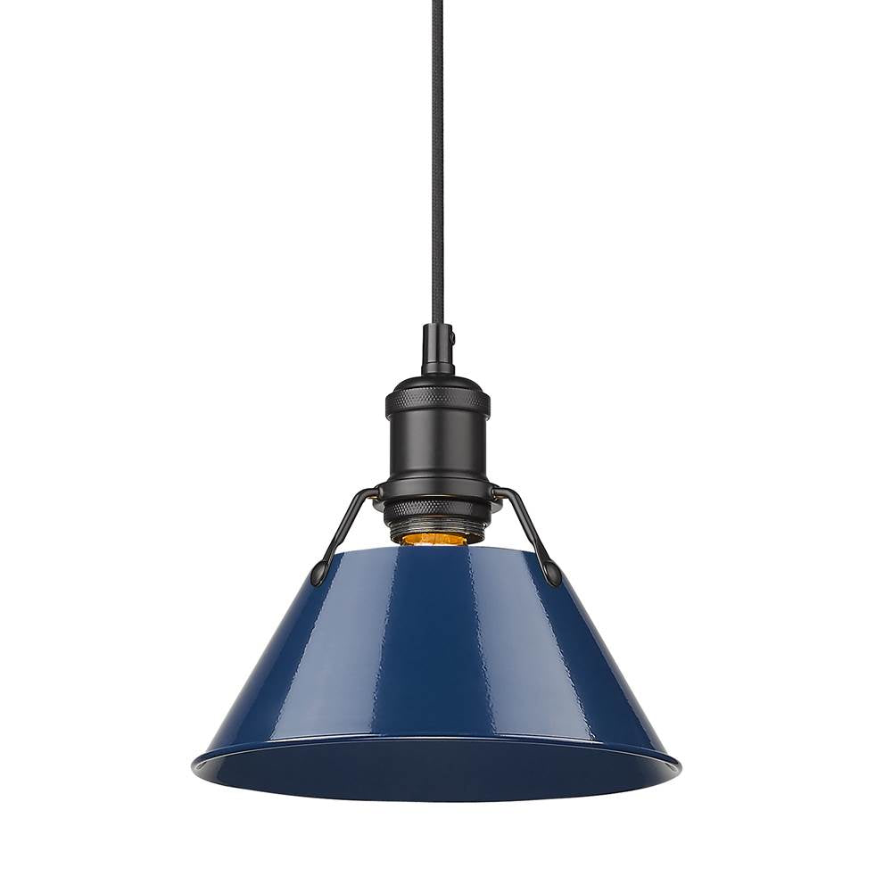 Golden Lighting Orwell Yep By Golden Lighting Orwell 1-light 8in Pendant In Aged Brass And Navy Blue Shade